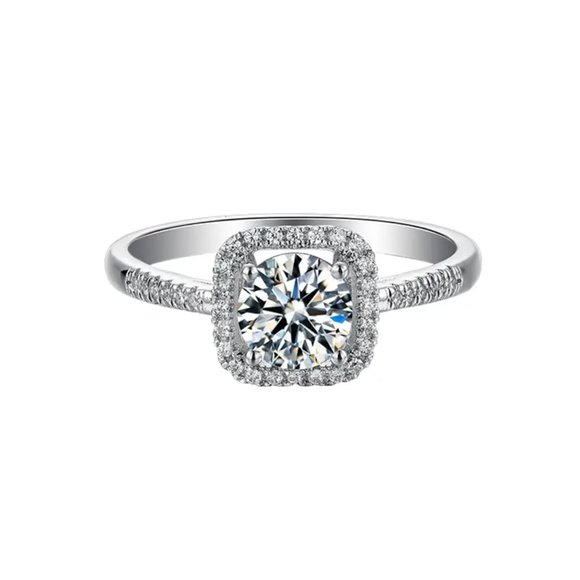 GRA CERTIFIED Moissanite Halo Lab created Ring 1ct. CENTER STONE 2CTW - Picture 3 of 5